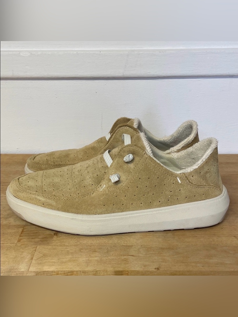 Stio Women's Colter Summer Low suede slip on shoes in the color Sediment size 8